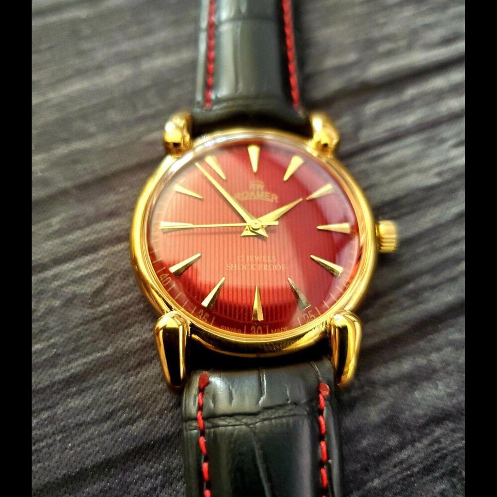 RARE Roamer‎ Brevete Swiss Mens Manual Watch Red Teaked Dial